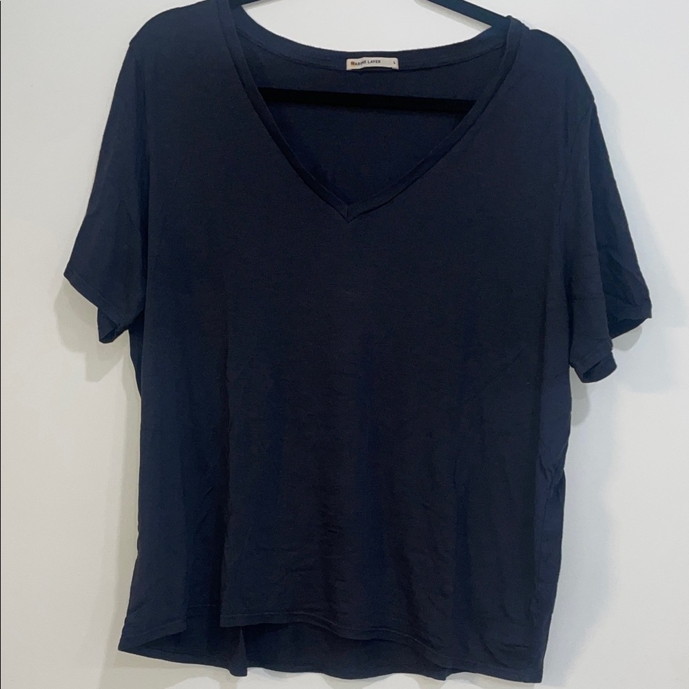Marine Layer Black Boyfriend V-Neck Short Sleeve Tee Size Large